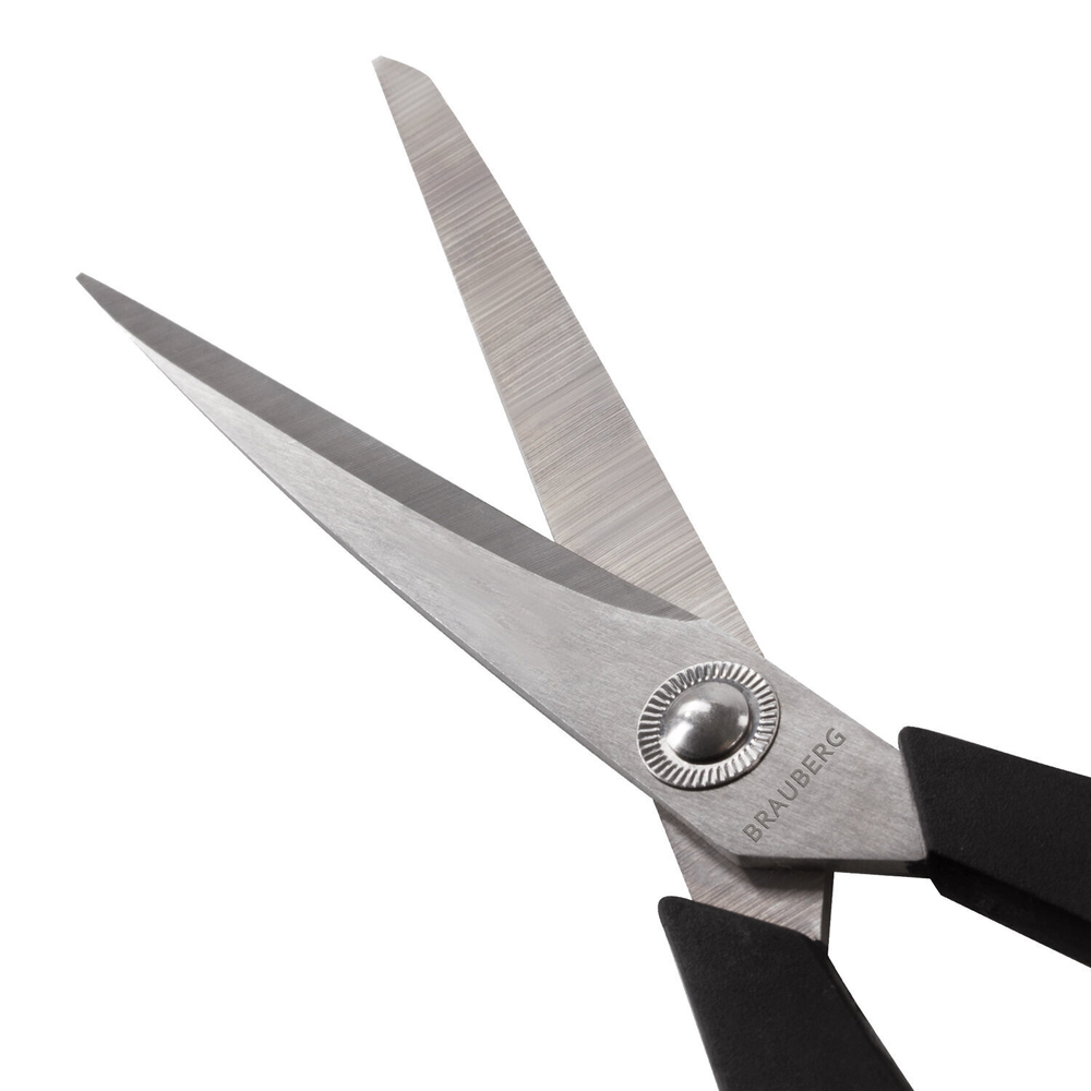 Ножницы BRAUBERG "Soft Grip" 216 мм черно-синие резиновые вставки 3-х сторонняя заточка (6 штук в упаковке)