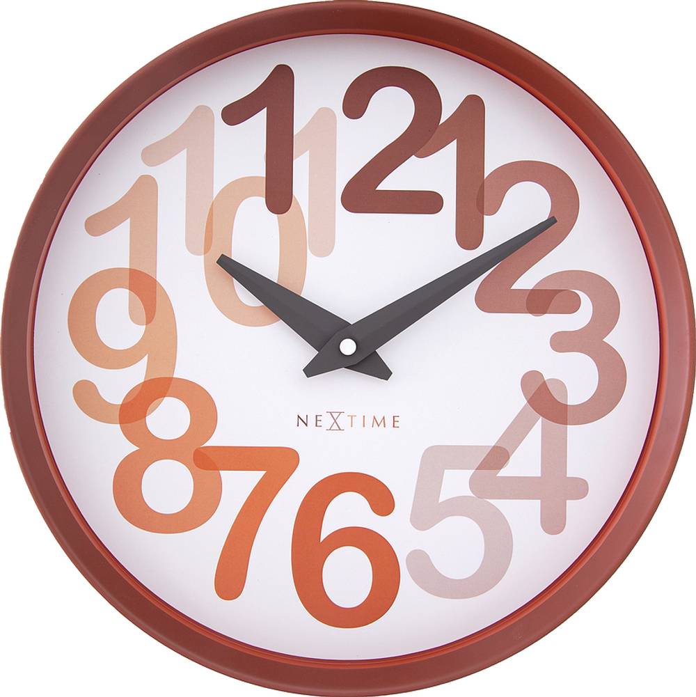 Настенные часы NeXtime Big Number, пластик, 30 см, оранжевые