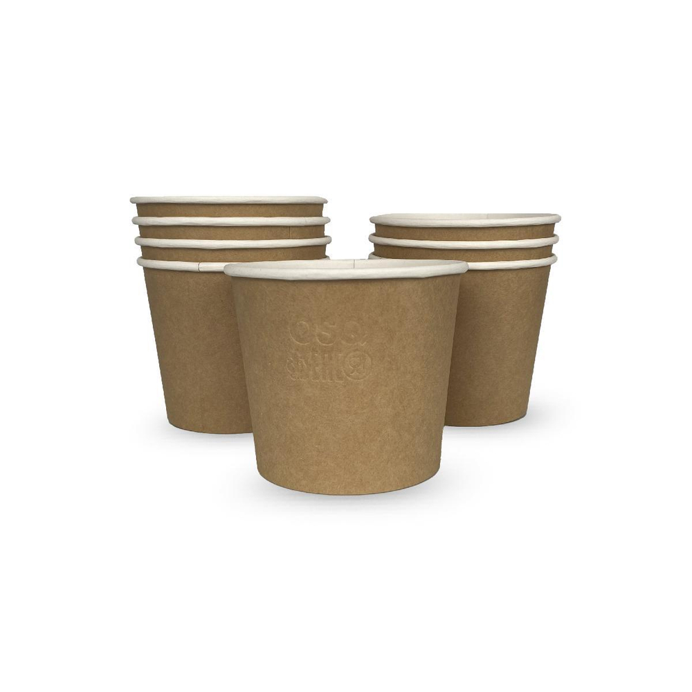 Круглый контейнер с крафт крышкой OSQ Round Bowl 400 (30шт/упак)