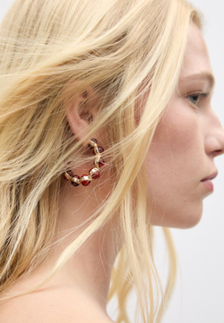 STRADIVARIUS Комплект из 2 пар эмалевых серег-цветов, золотой