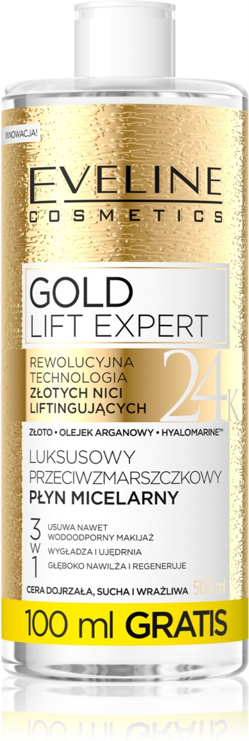 Eveline Cosmetics Gold Lift Expert - очищающая мицеллярная жидкость для зрелой кожи /   500  ml  / GTIN 5901761970128