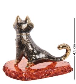 Народные промыслы AM-2139 Фигурка «Кошка с сердечком» (латунь, янтарь)