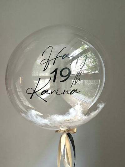 Шар для Девушки 48 прозрачный с перьями