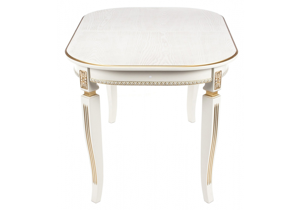 Стол деревянный Woodville Romeo молочный с золотой патиной