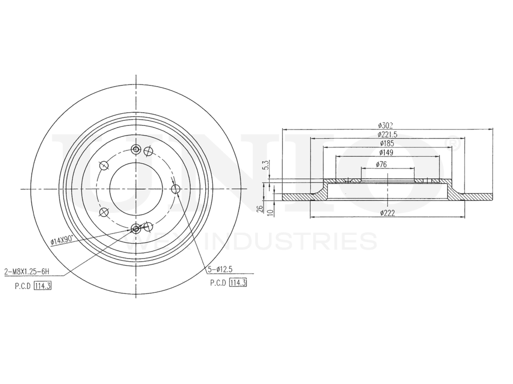Диск тормозной задний UNIO BRD-20348