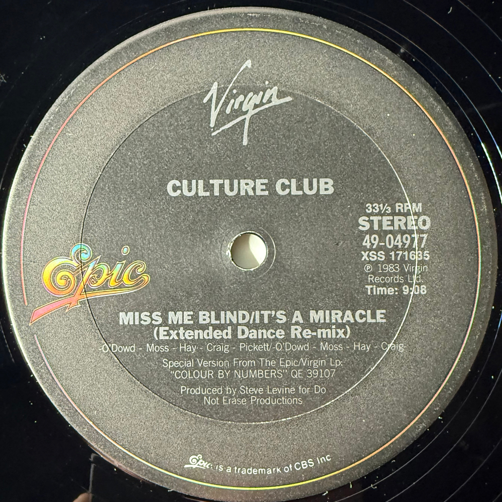 Culture Club ‎– Miss Me Blind / It's A Miracle (США 1984г.) EP