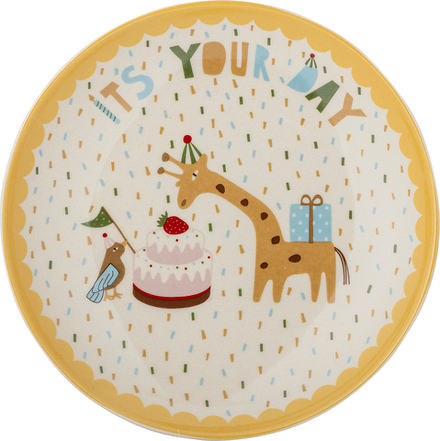 Детская тарелка Bloomingville Celebrate, каменная керамика, 16 см, жёлтая