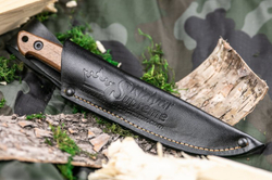 Нож Kizlyar Supreme NIKKI AUS-8 SW WH LS (StoneWash, Walnut Handle, Leather Sheath)