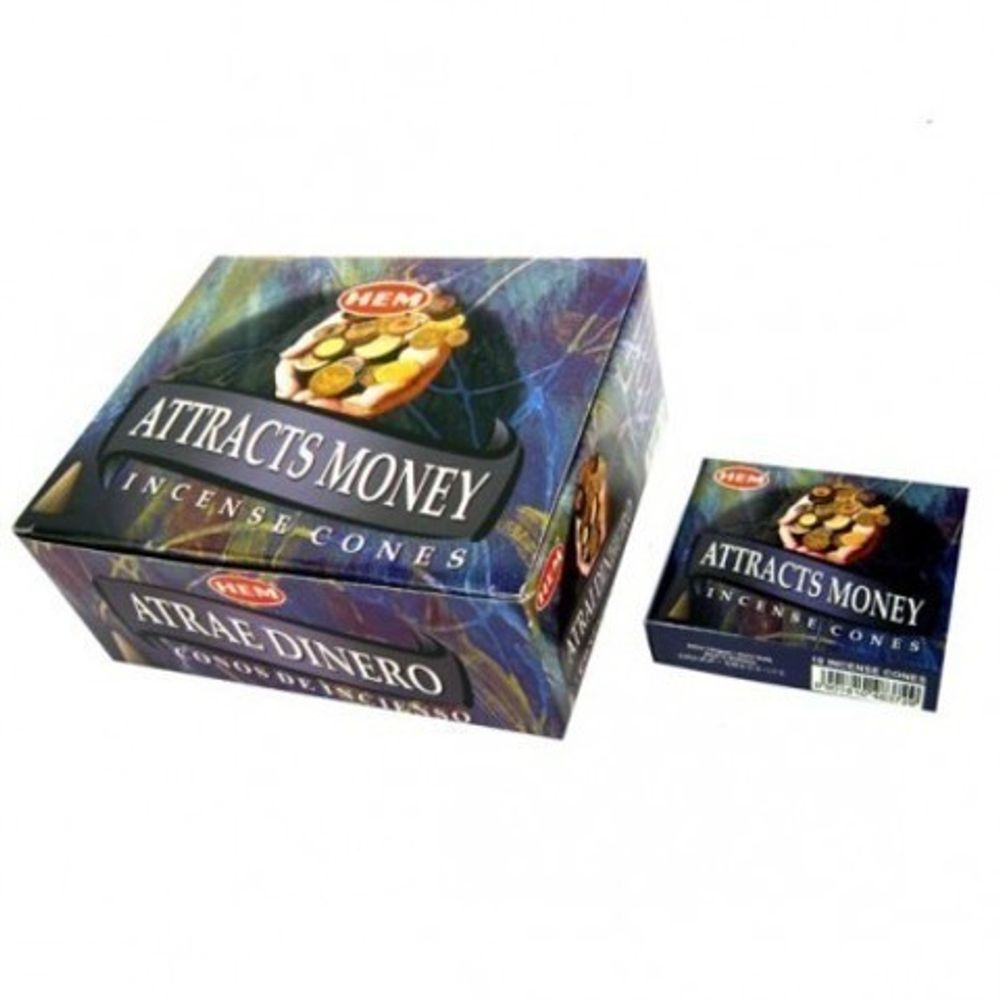 HEM Attracts Money Благовоние-конус Привлечение денег, 10 шт