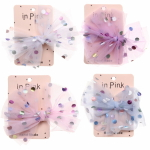 Резинка для волос 1шт «Pomp - Ариэль», микс 4 цвета( белый, пудровый, светло-голуб., светло-фиолет.), 12*10 см