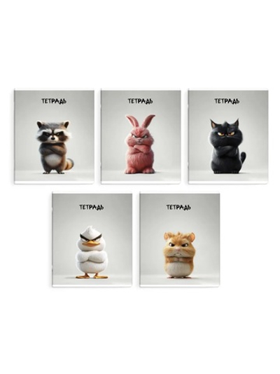 Тетрадь, 48 л, клетка, СЕРДИТЫЕ ЗВЕРИ А5+