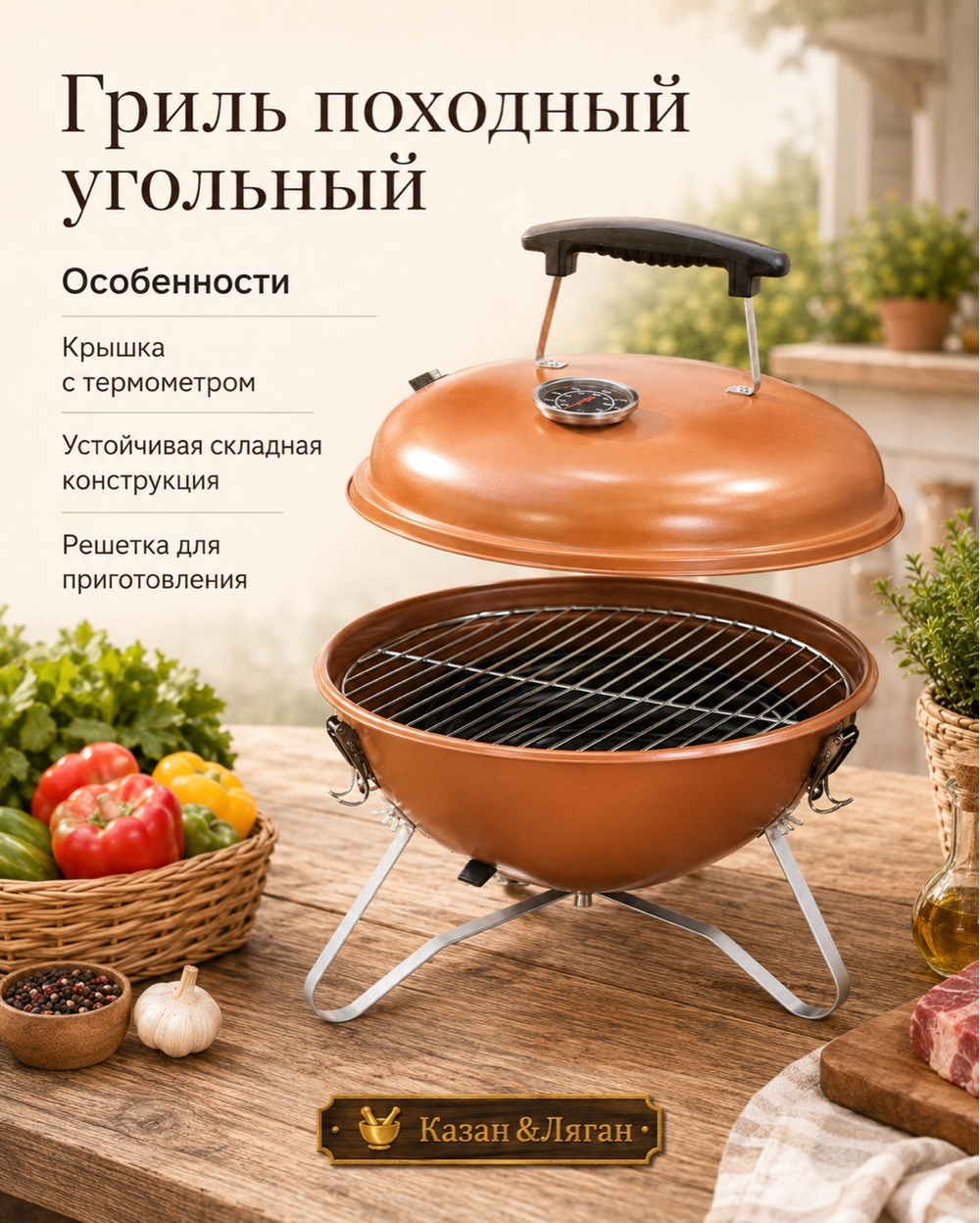 Гриль ПОХОДНЫЙ угольный
