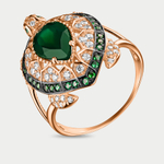Кольцо для женщин из розового золота 585 пробы с агатом и фианитами (арт. Кф-3564)