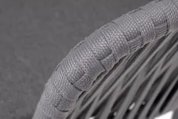 "Бордо" стул плетеный из роупа, каркас алюминий темно-серый (RAL7024) муар, роуп серый 15мм, ткань темно-серая 027