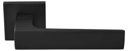 Ручка дверная MIRA MH-54-S6 BL раздельная на квадратной розетке, цвет черный, ЦАМ