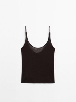 Massimo Dutti Топ на тонких бретелях - Limited Edition, коричневый