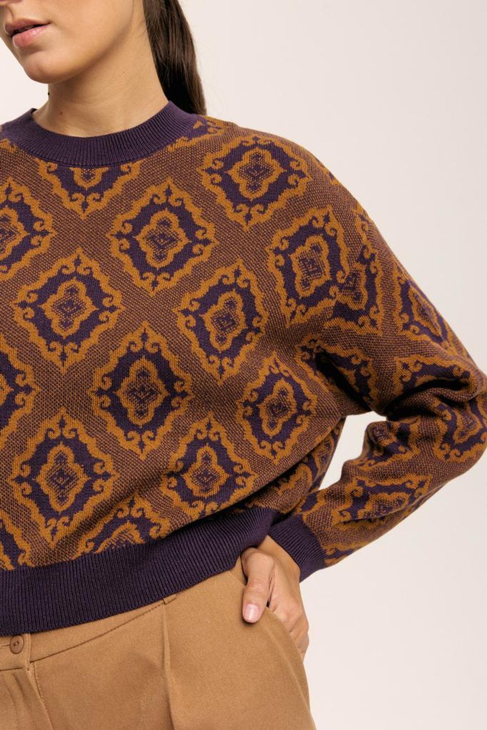 Лонгслив Idel Тюбетейка укороченный фиолетовый