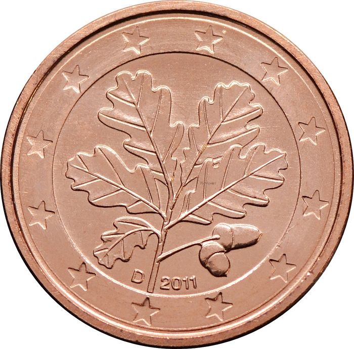 1 евроцент 2011 Германия (1 euro cent)
