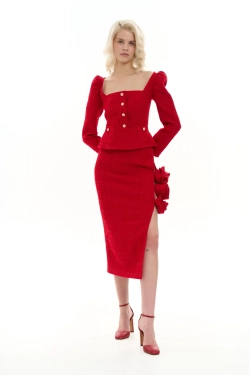 Юбка-миди с разрезом по ноге и розами