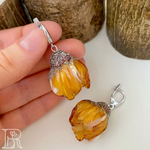 LEFIREL' Серьги серебряные женские "Мирилиса" с цветами из муранского стекла / ювелирные украшения из родированного серебра 925