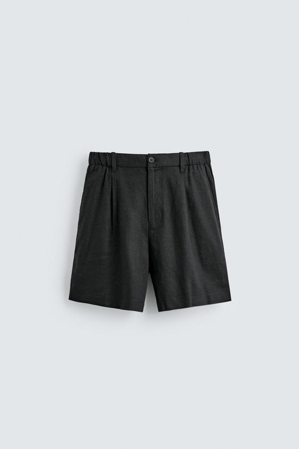 ZARA ШОРТЫ RELAXED FIT ИЗ ЛЬНА И ВИСКОЗЫ, ЧЕРНЫЙ