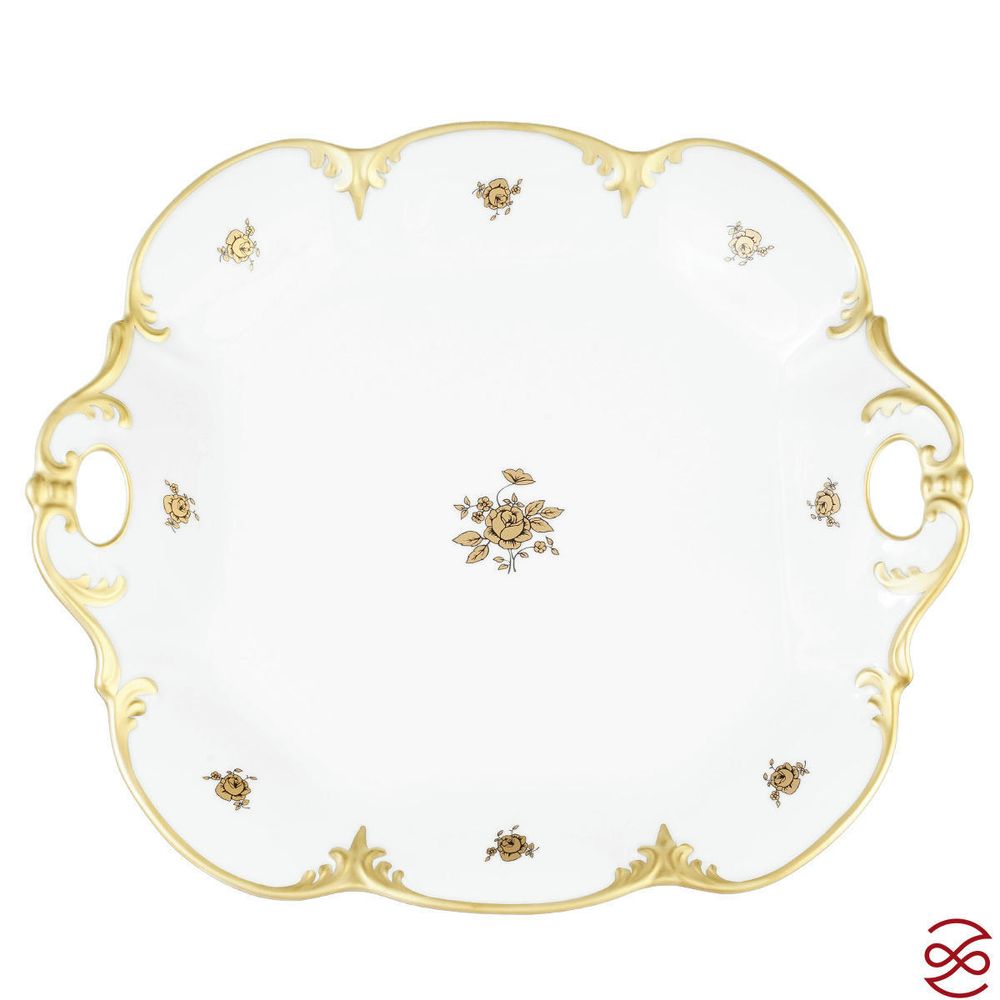 Блюдо квадратное Queen's Crown Золотая роза 32 см