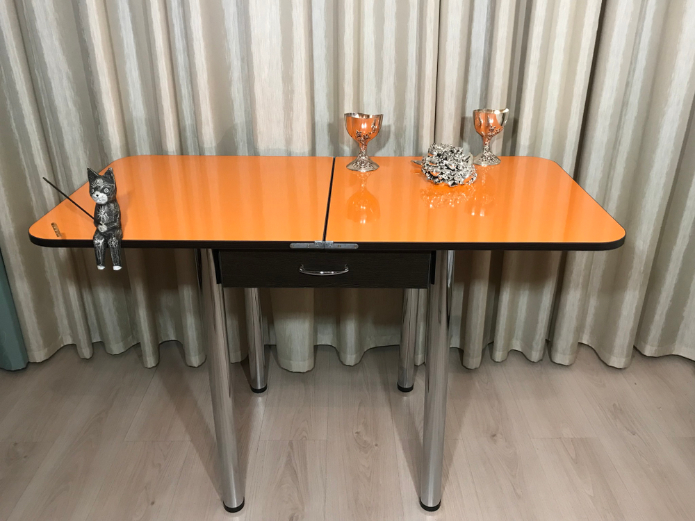 Кухонный раскладной стол с ящиком Glossy Wenge orange