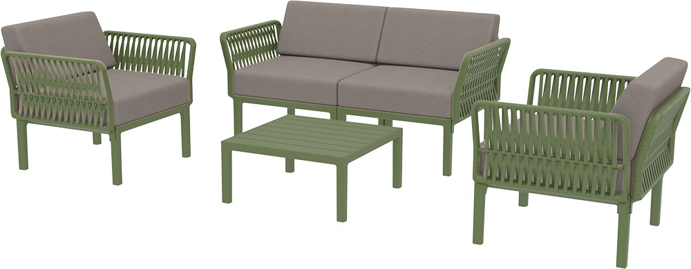 Комплект пластиковой мебели Siesta Contract Portofino Lounge, оливковый, светло-коричневый