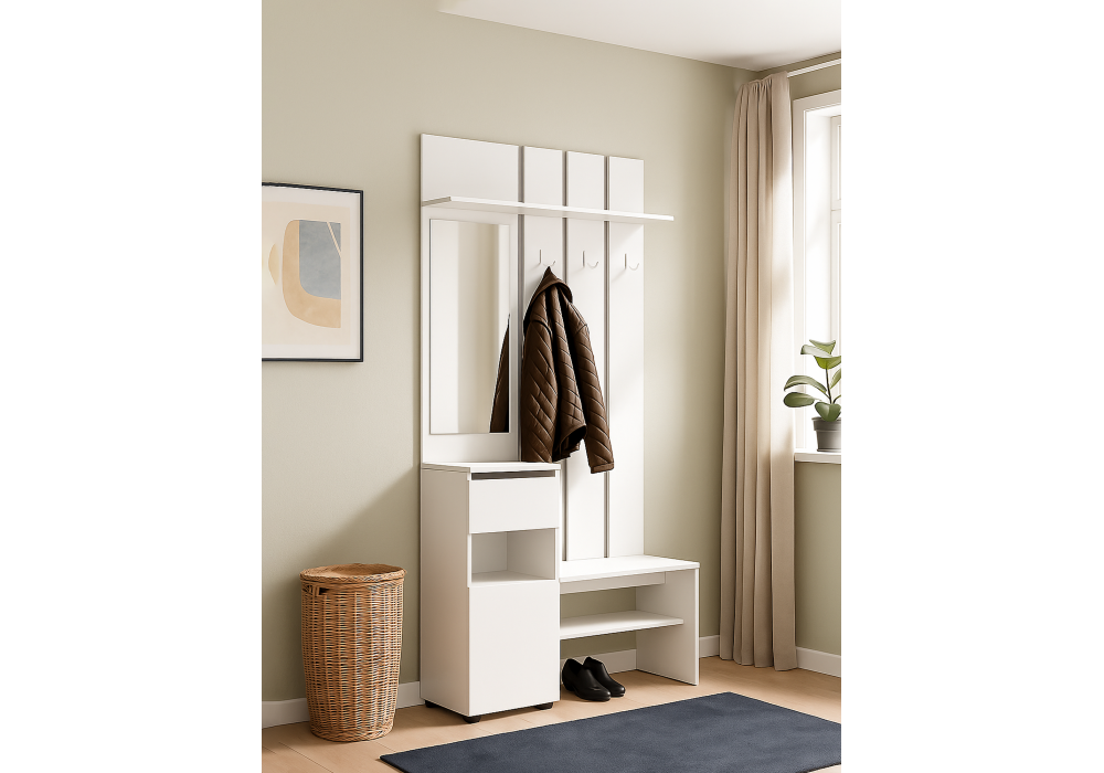 Прихожая Woodville Валенсия белый текстурный