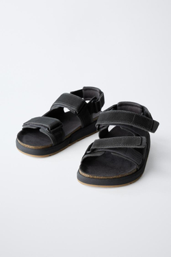ZARA САНДАЛИИ В СПОРТИВНОМ СТИЛЕ, ЧЕРНЫЙ