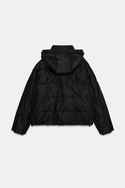ZARA НЕПРОМОКАЕМЫЙ ВЕТРОЗАЩИТНЫЙ КОРОТКИЙ АНОРАК, ЧЕРНЫЙ