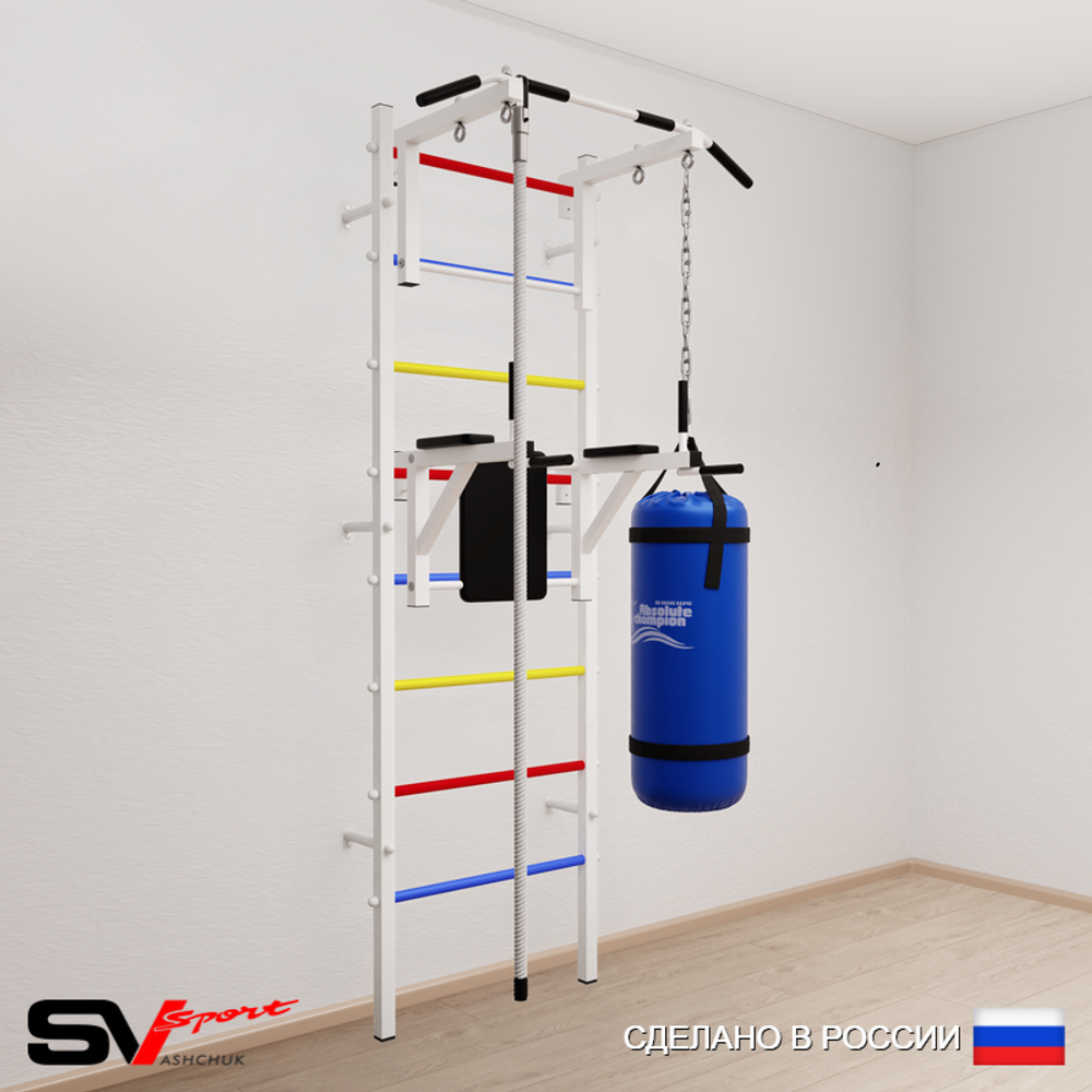 Шведская стенка Sv Sport 5702 (Турник стандарт/Брусья/Канат/Цепь/Мешок 22кг)