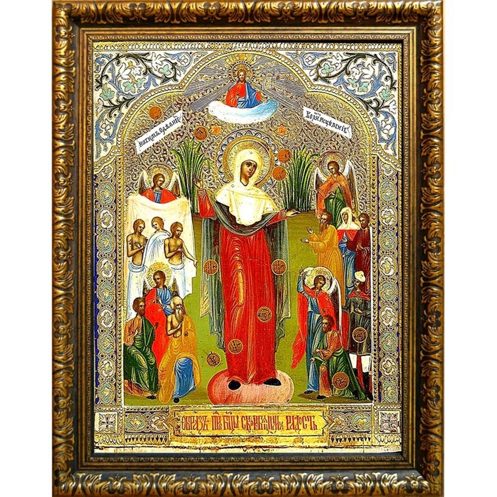 Икона Божьей Матери Всех скорбящих радость на холсте.