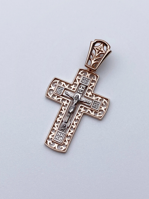 Крест из серебра/Позолота,Родий/С подвижным ухом