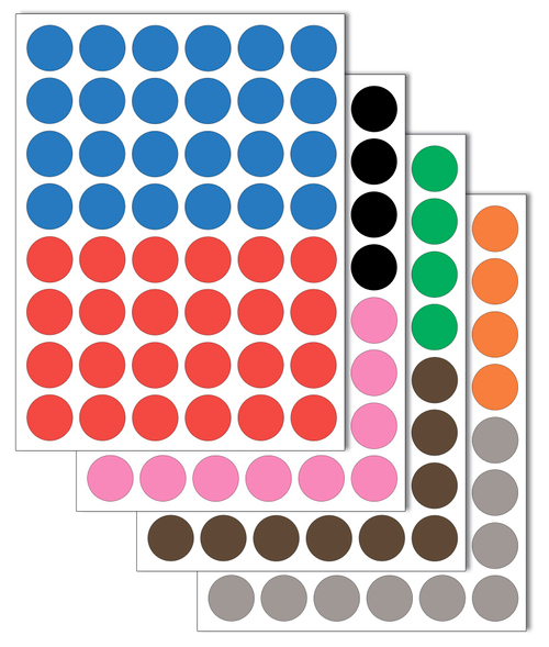 Набор цветных бумажных наклеек для маркировки Policomprint M9, 19 мм. 192 шт.