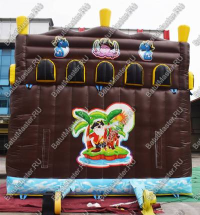 Большой надувной батут-горка "Фрегат" 11*5*5 м