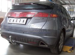 Оцинкованный фаркоп на Honda Civic хетчбек 5 дверей 2006-2012, 2 выхлопные трубы (без электрики), Galia H082C