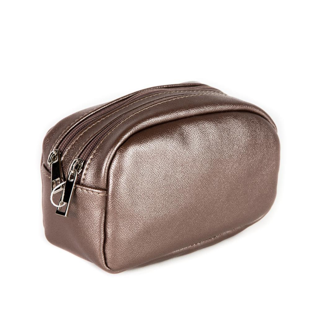 Стильная овальная женская маленькая бронзового цета сумочка с двумя отделениями 17х11х8 см из искусственной кожи COSCET М-СД-86