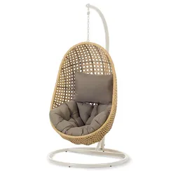 Cira Светло-серое подвесное кресло с натуральной отделкой