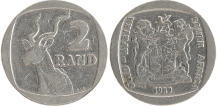 ЮАР 2 ранда, 1989-1995 SOUTH AFRICA SUID-AFRIKA VF