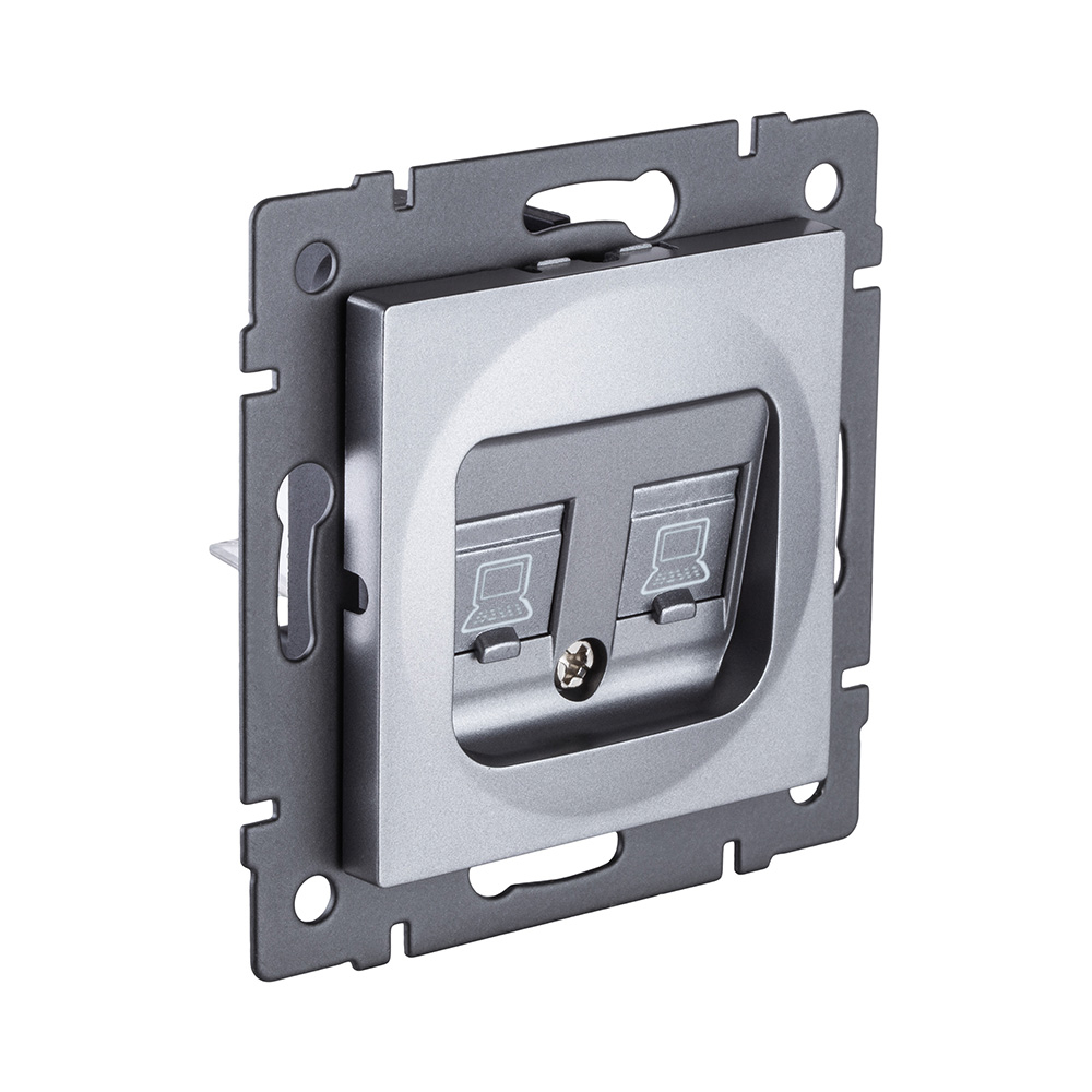 Розетка двойная Ethernet RJ45 Cat.5, серый Kollinger REA-015GY для Aspekt, Eleganz, Reflex