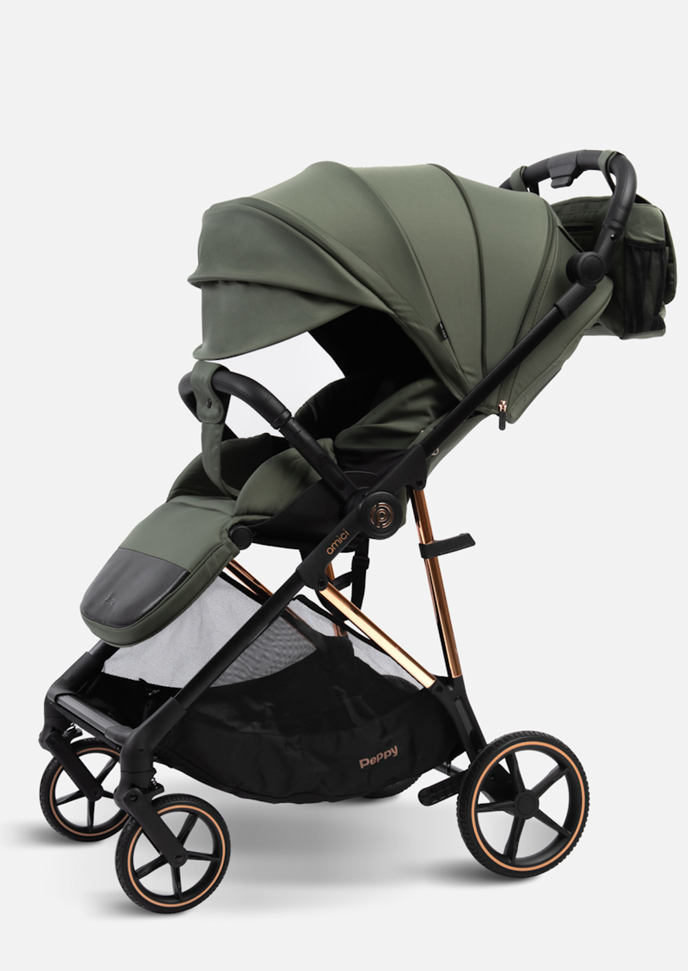 Peppy Коляска прогулочная Amici (Green) рама Black