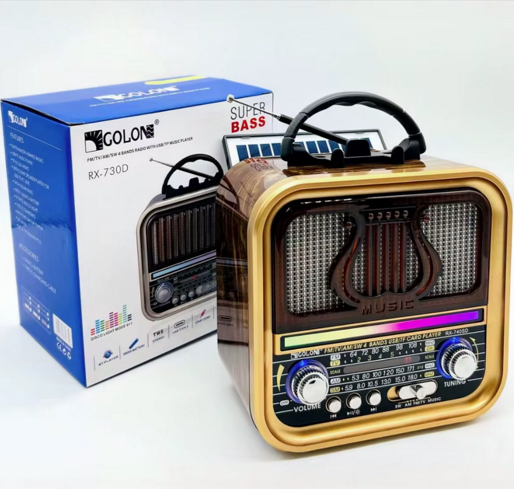 Радиоприемник с MP3 плеером и BT+Solar panel Golon RX-740SD