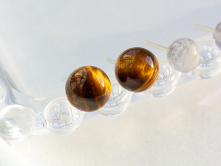 Серьги-гвоздики "Шарик. Тигровый глаз" 8мм