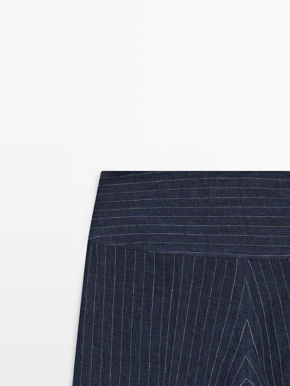 Massimo Dutti Льняные брюки-клеш с полосатым рисунком, темно-синий