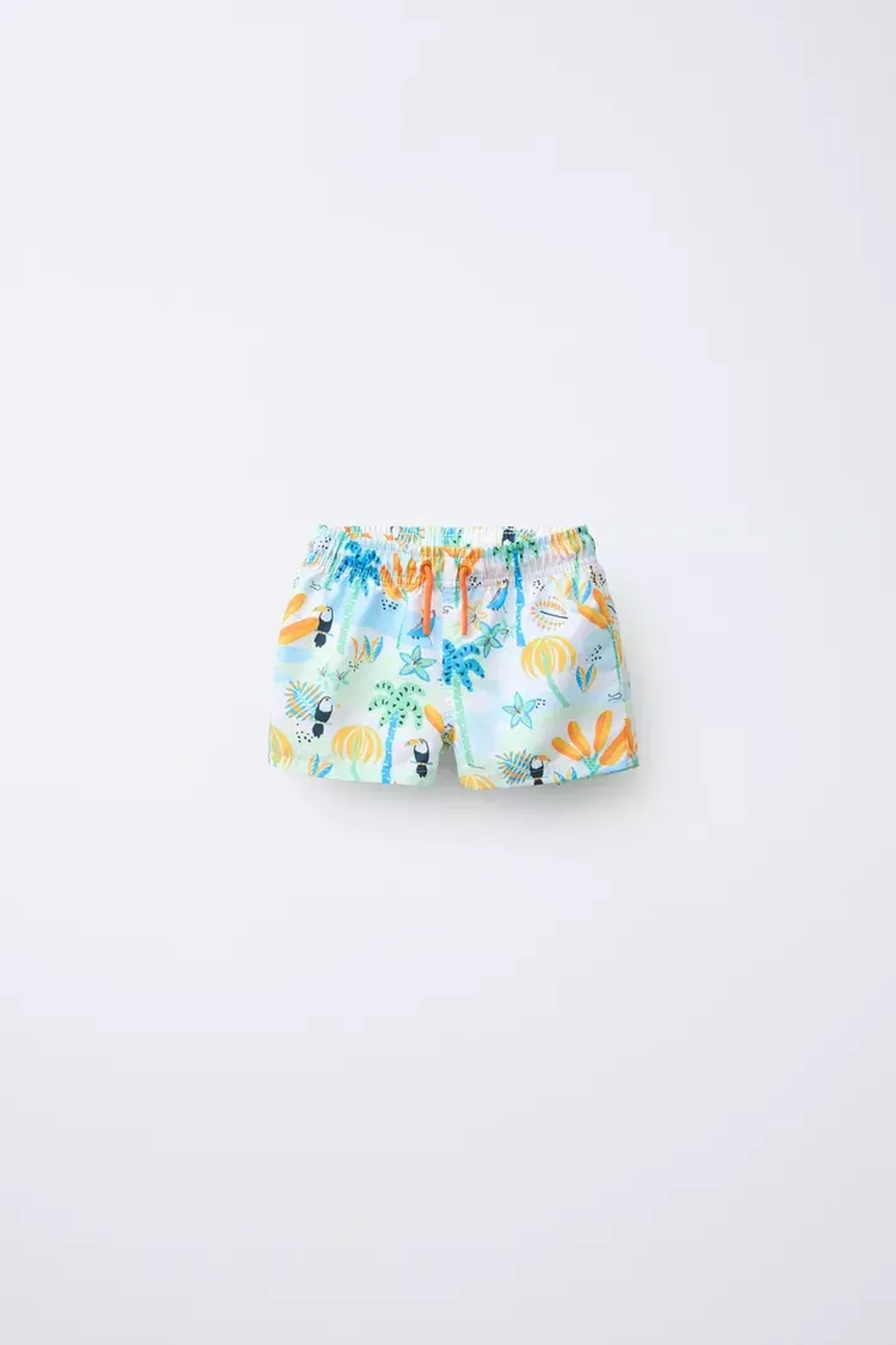 ZARA ПЛАВКИ С ПРИНТОМ «ПАЛЬМА И ЖИВОТНЫЕ», ЗЕЛЕНОВАТО-СИНИЙ