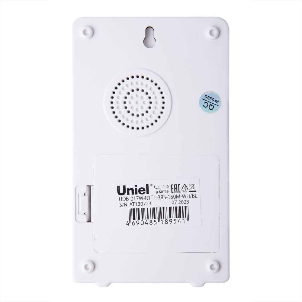 UDB-017W-R1T1-38S-150M-WH-BL Звонок беспроводной. Радиус действия 150м. Белый с черным. ТМ Uniel