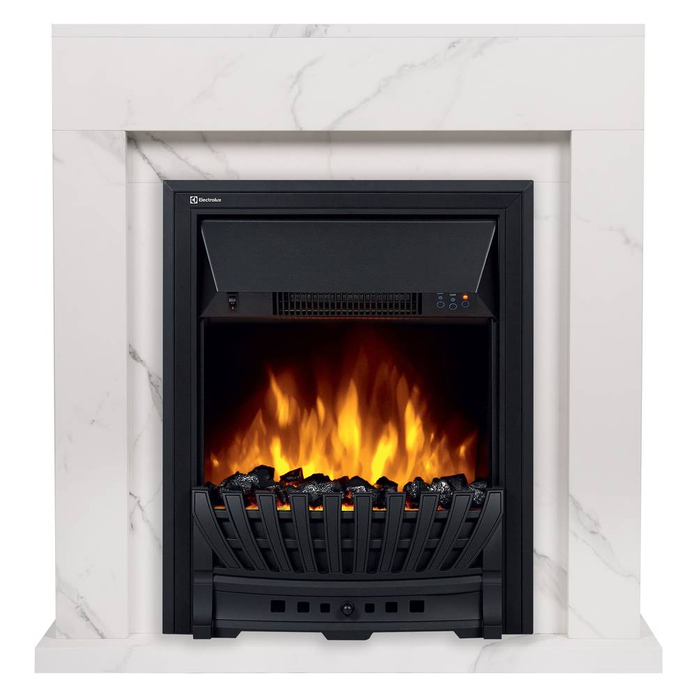 Каминокомплект:Очаг Electrolux EFP/P-1020LS, портал Simple Classic белый мрамор НС-1341148