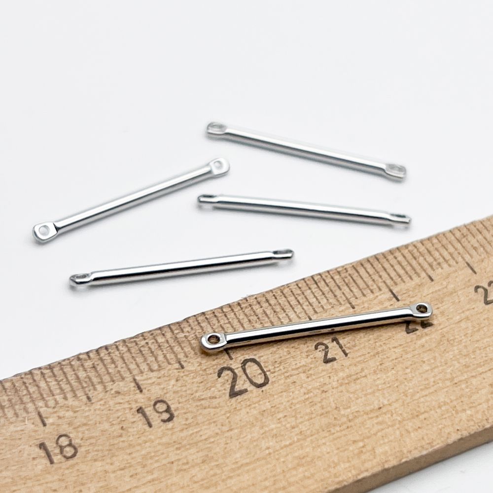 Коннектор Палочка, цвет серебро (родий), размер 25 мм, толщина 1,5 мм, цена за 1 шт