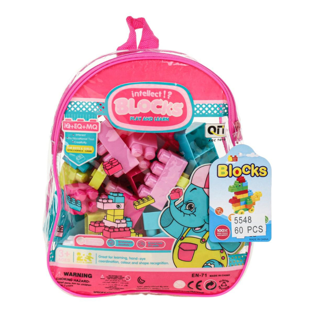 Конструктор блочный 60 элементов, сумка 5548